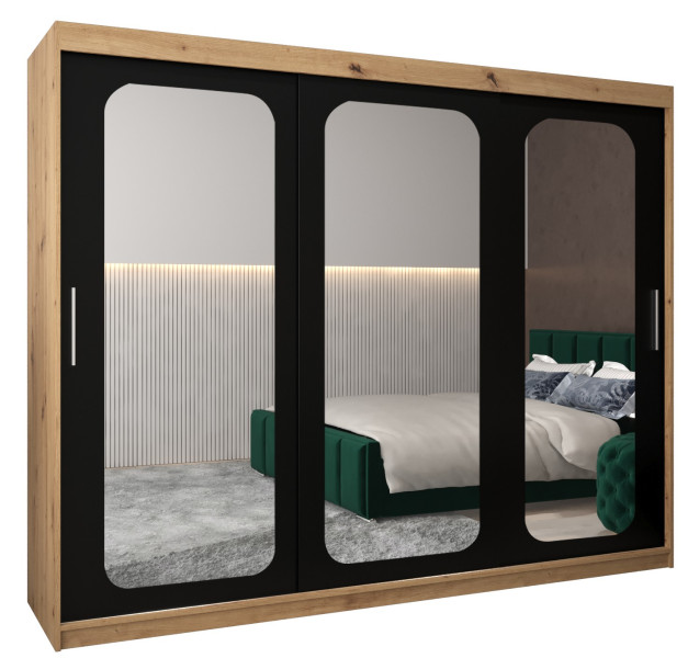 Szafa przesuwna Garderoba PROMO T3 250 artisan/czarny 311825