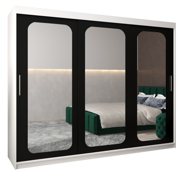 Szafa przesuwna Garderoba PROMO T3 250 biały/czarny 311852