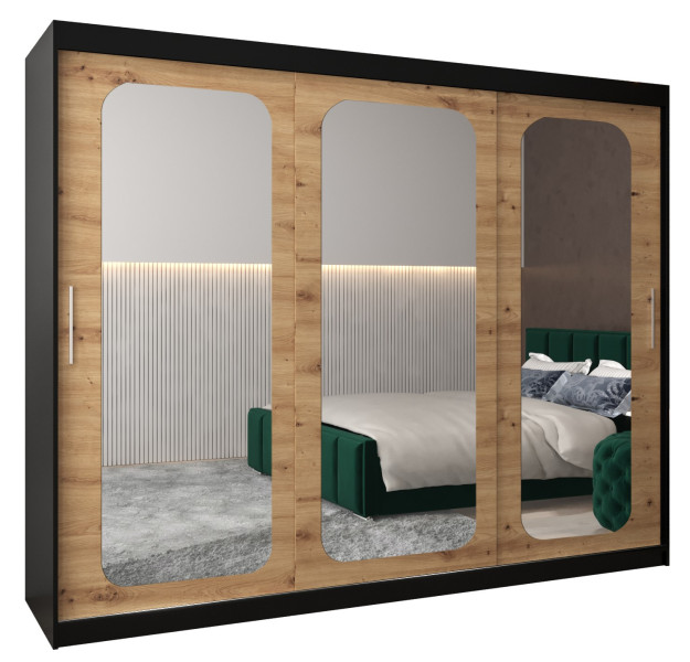 Szafa przesuwna Garderoba PROMO T3 250 czarny/artisan 311868