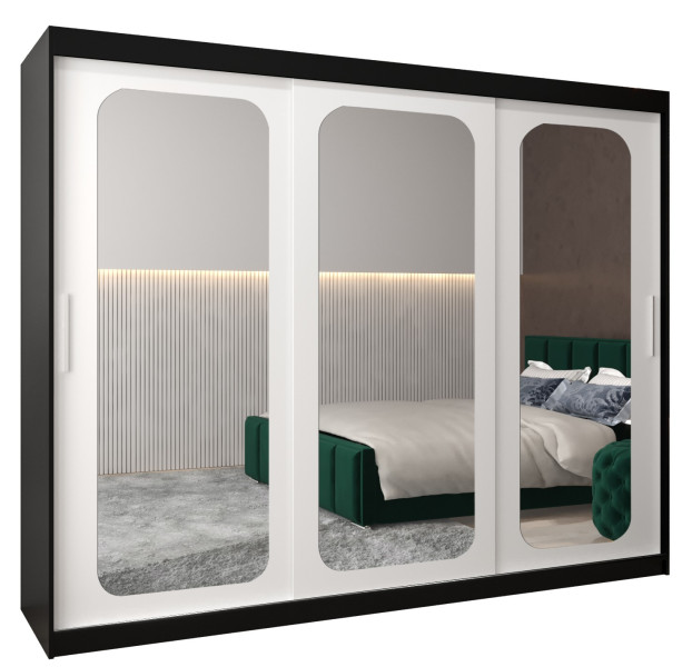 Szafa przesuwna Garderoba PROMO T3 250 czarny/biały 311867