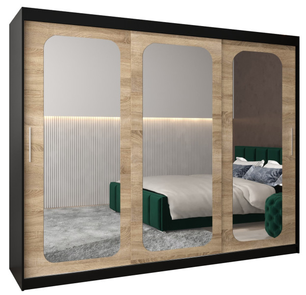 Szafa przesuwna Garderoba PROMO T3 250 czarny/sonoma 311861