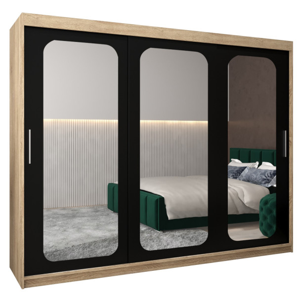 Szafa przesuwna Garderoba PROMO T3 250 sonoma/czarny 311832