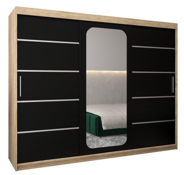 Szafa przesuwna Garderoba PROMO V2 250 sonoma/czarny 311862