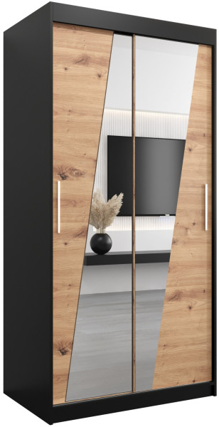 Szafa przesuwna Garderoba RHOMB 100 czarny + artisan 102980