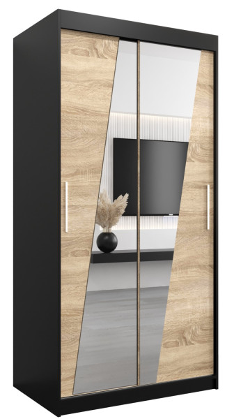 Szafa przesuwna Garderoba RHOMB 100 czarny + sonoma 103033