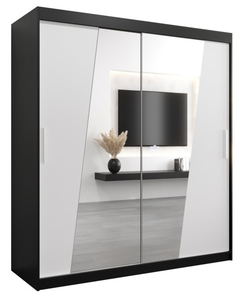 Szafa przesuwna Garderoba RHOMB 180 czarny + biały 102973