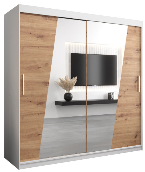 Szafa przesuwna Garderoba RHOMB 200 biały + artisan 102965