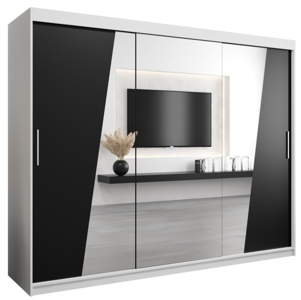 Szafa przesuwna Garderoba RHOMB 250 biały + czarny 103057