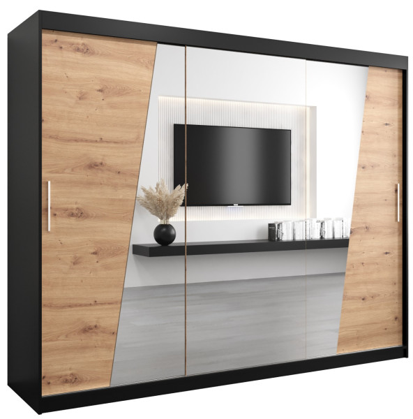 Szafa przesuwna Garderoba RHOMB 250 czarny + artisan 102962