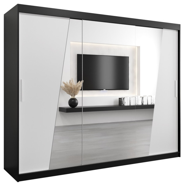Szafa przesuwna Garderoba RHOMB 250 czarny + biały 103002