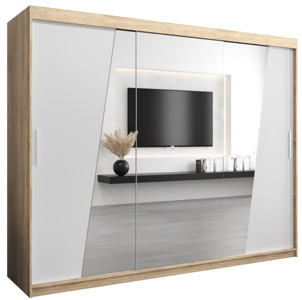 Szafa przesuwna Garderoba RHOMB 250 sonoma + biały 102645