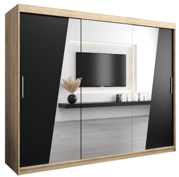 Szafa przesuwna Garderoba RHOMB 250 sonoma + czarny 102959