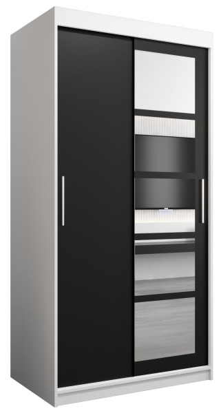 Szafa przesuwna garderoba ROMA 01 100 biały + czarny 97203