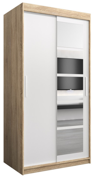 Szafa przesuwna garderoba ROMA 01 100 sonoma + biały 97201