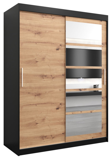 Szafa przesuwna garderoba ROMA 01 150 czarny + artisan 97421