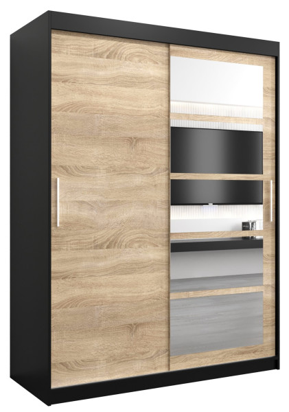 Szafa przesuwna garderoba ROMA 01 150 czarny + sonoma 97081