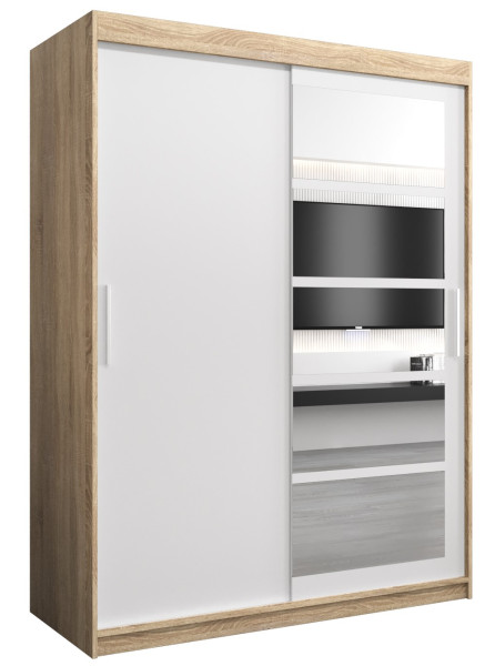 Szafa przesuwna garderoba ROMA 01 150 sonoma + biały 97231