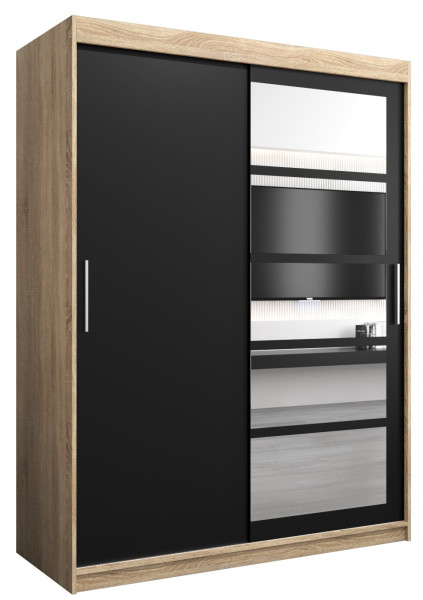 Szafa przesuwna garderoba ROMA 01 150 sonoma + czarny 97284
