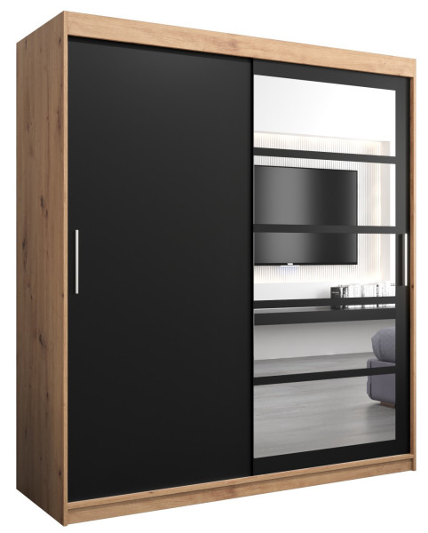 Szafa przesuwna garderoba ROMA 01 180 artisan + czarny 97088