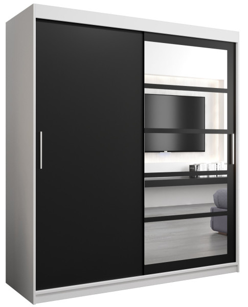 Szafa przesuwna garderoba ROMA 01 180 biały + czarny 96981