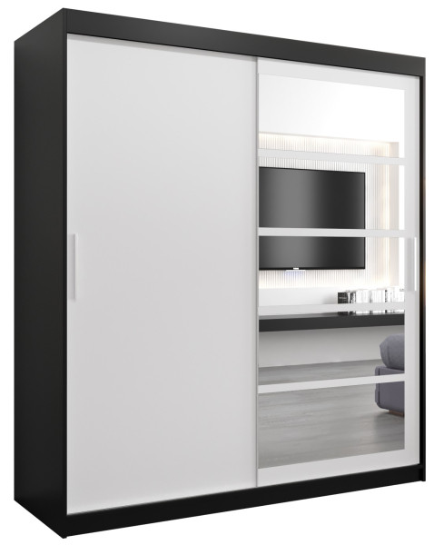 Szafa przesuwna garderoba ROMA 01 180 czarny+ biały 97015