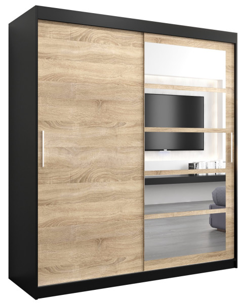 Szafa przesuwna garderoba ROMA 01 180 czarny + sonoma 97320