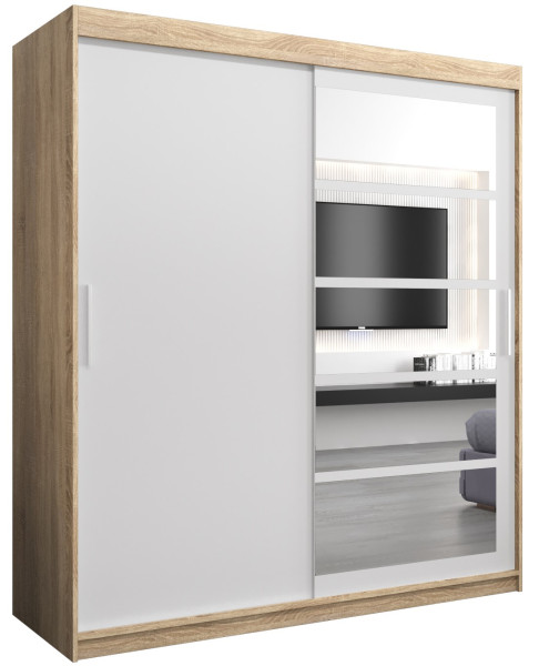 Szafa przesuwna garderoba ROMA 01 180 sonoma + biały 97304