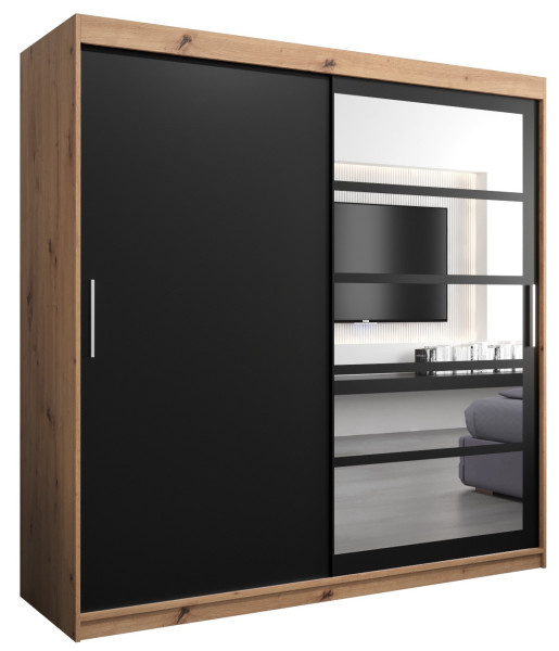 Szafa przesuwna garderoba ROMA 01 200 artisan + czarny 97131
