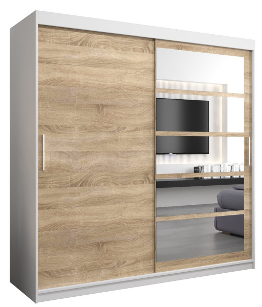 Szafa przesuwna garderoba ROMA 01 200 biały + sonoma 97397