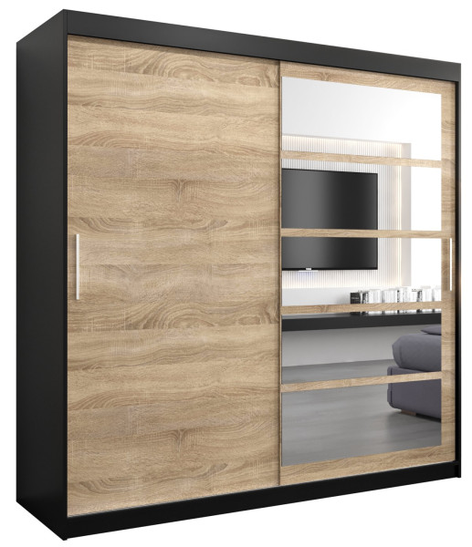 Szafa przesuwna garderoba ROMA 01 200 czarny + sonoma 97441