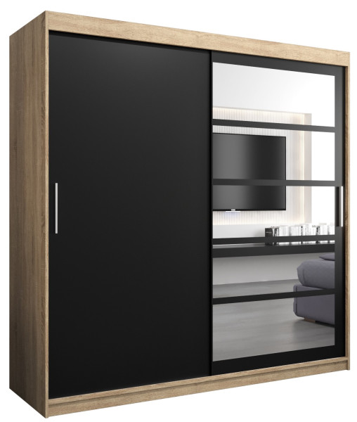 Szafa przesuwna garderoba ROMA 01 200 sonoma + czarny 97136