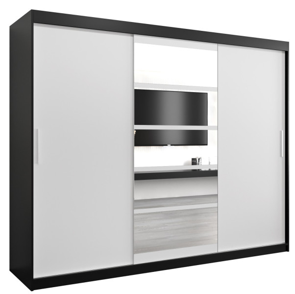 Szafa przesuwna garderoba ROMA 01 250 czarny+ biały 97310