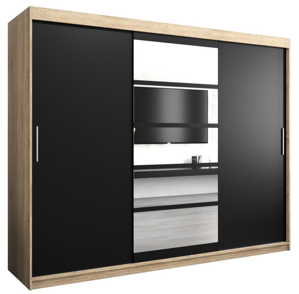 Szafa przesuwna garderoba ROMA 01 250 sonoma + czarny 97065