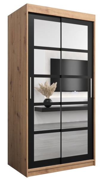 Szafa przesuwna garderoba ROMA 02 100 artisan + czarny 97102