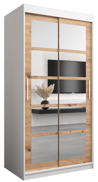 Szafa przesuwna garderoba ROMA 02 100 biały + artisan 97418