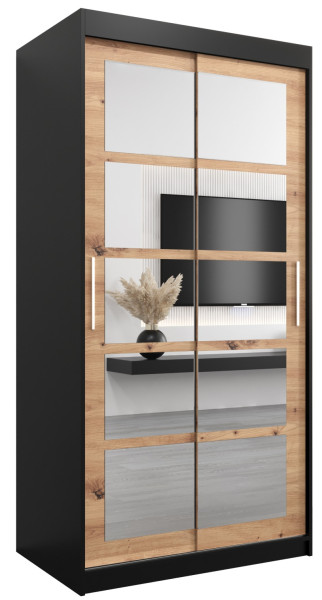 Szafa przesuwna garderoba ROMA 02 100 czarny + artisan 97024