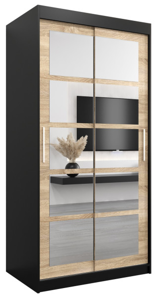 Szafa przesuwna garderoba ROMA 02 100 czarny + sonoma 97429