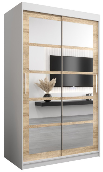 Szafa przesuwna garderoba ROMA 02 120 biały + sonoma 97426