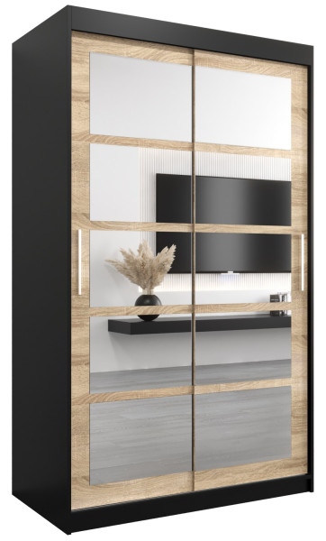 Szafa przesuwna garderoba ROMA 02 120 czarny + sonoma 97077