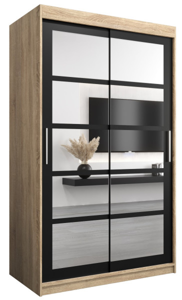 Szafa przesuwna garderoba ROMA 02 120 sonoma + czarny 97332