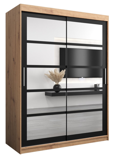 Szafa przesuwna garderoba ROMA 02 150 artisan + czarny 97452