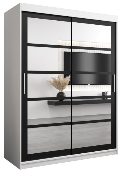 Szafa przesuwna garderoba ROMA 02 150 biały + czarny 96971