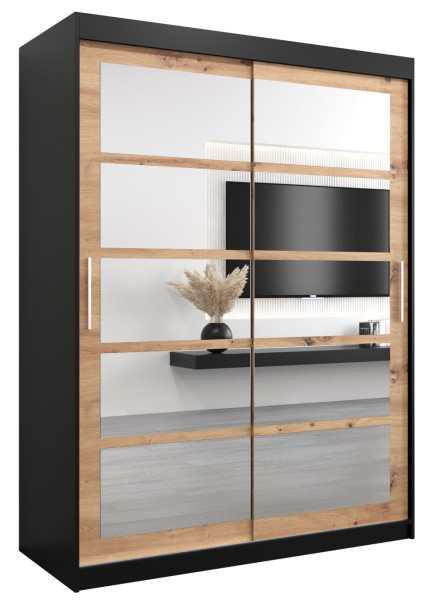 Szafa przesuwna garderoba ROMA 02 150 czarny + artisan 97341
