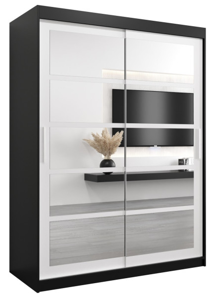 Szafa przesuwna garderoba ROMA 02 150 czarny+ biały 97462