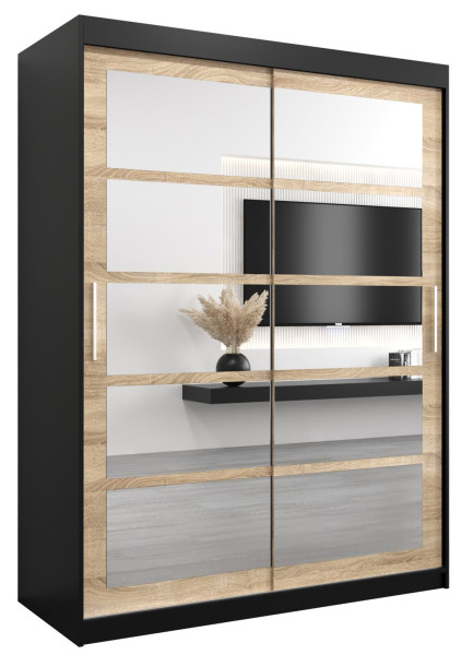 Szafa przesuwna garderoba ROMA 02 150 czarny + sonoma 97090