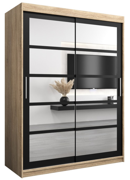 Szafa przesuwna garderoba ROMA 02 150 sonoma + czarny 97343