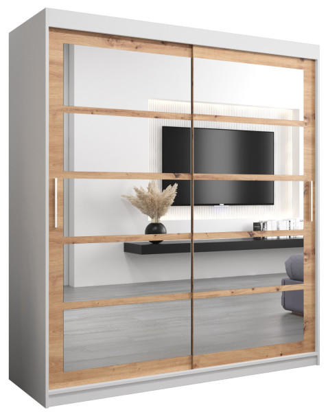 Szafa przesuwna garderoba ROMA 02 180 biały + artisan 97359