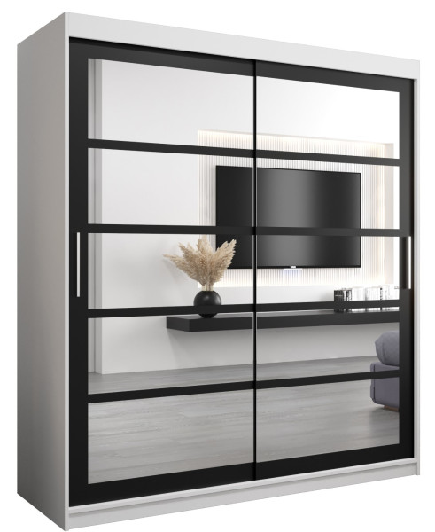 Szafa przesuwna garderoba ROMA 02 180 biały + czarny 97025