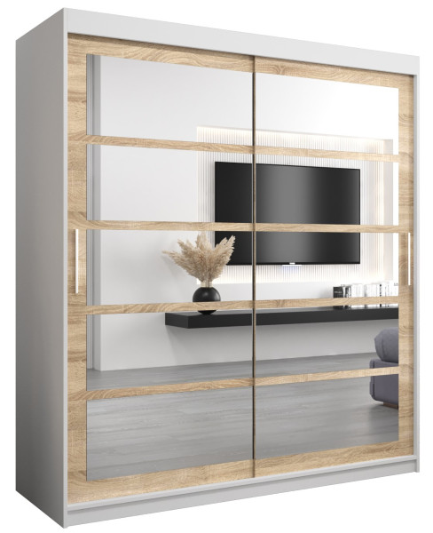 Szafa przesuwna garderoba ROMA 02 180 biały + sonoma 97327