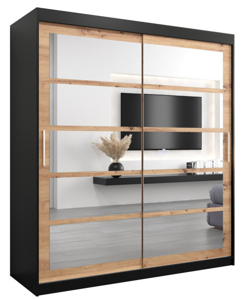 Szafa przesuwna garderoba ROMA 02 180 czarny + artisan 97148